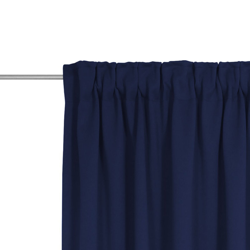 Newbury 67% Polyester And 33% Cotton Room Darkening Single Curtain Panel, 130cm Width x 295cm Drop, Midnight Blue