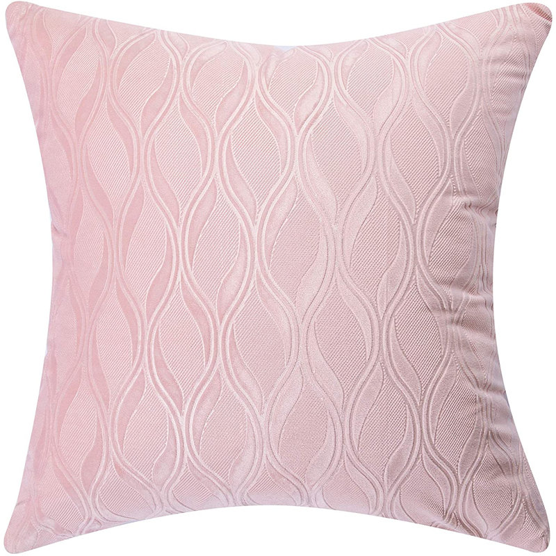 Embossed Velvet Geometric Pillow Cover, Pink