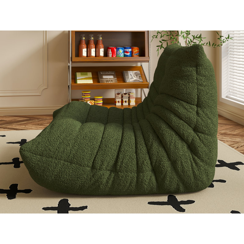 Set Of 2 Bean Bag Chair Sofa Sack Big Beanbag Chair For Adults Fireside Bean Bag Lounger Memory Foam Chair For Home, Apartment Or Gaming Venue(Beige&Green)