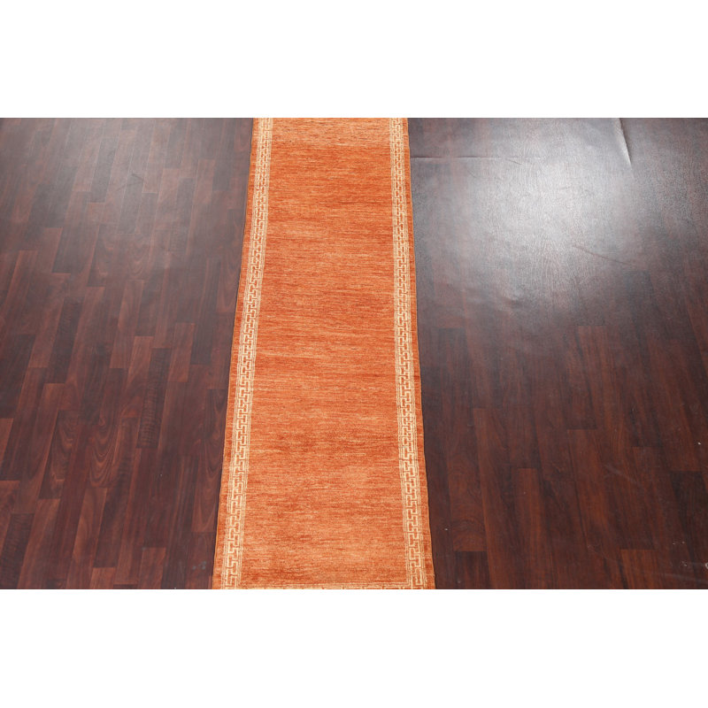 Orange Gabbeh  Oriental Runner Rug 3x9