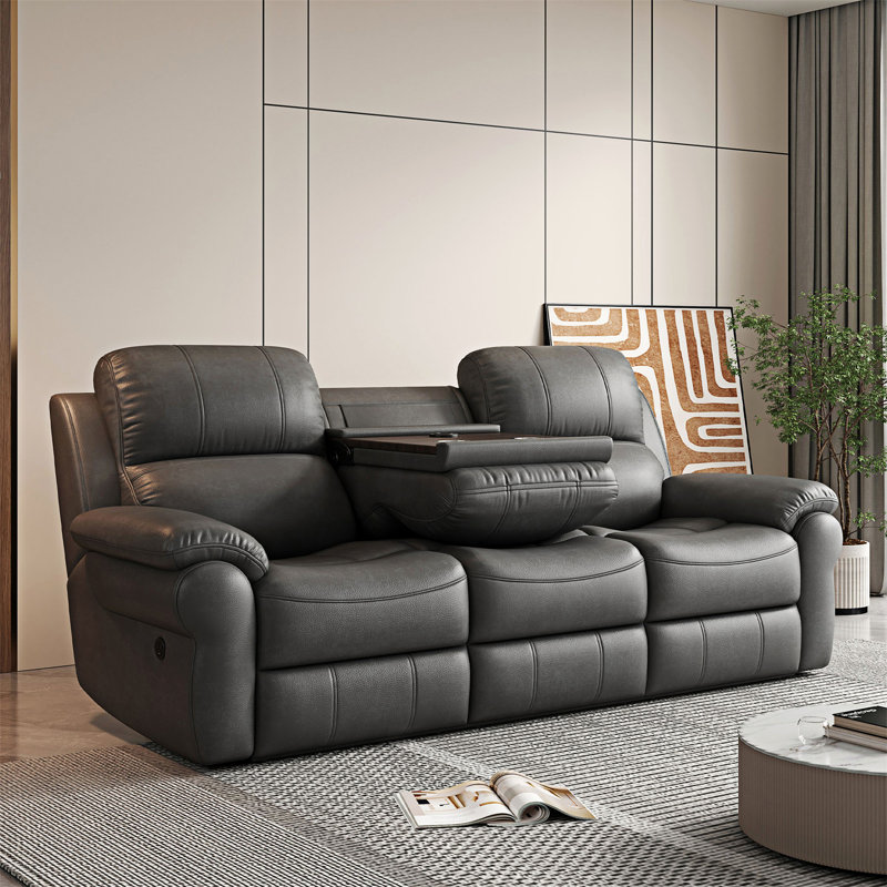 Fabric Power Reclining Sofa with Drop Down Table USB Button and Wireless Charger