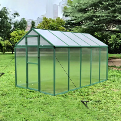 All Season Aluminum Greenhouse 6X10 Ft - Heavy Duty Polycarbonate Walk-In Backyard With Raised Base And Anchor, Plant Survival Improvement For Outdoor Scratch