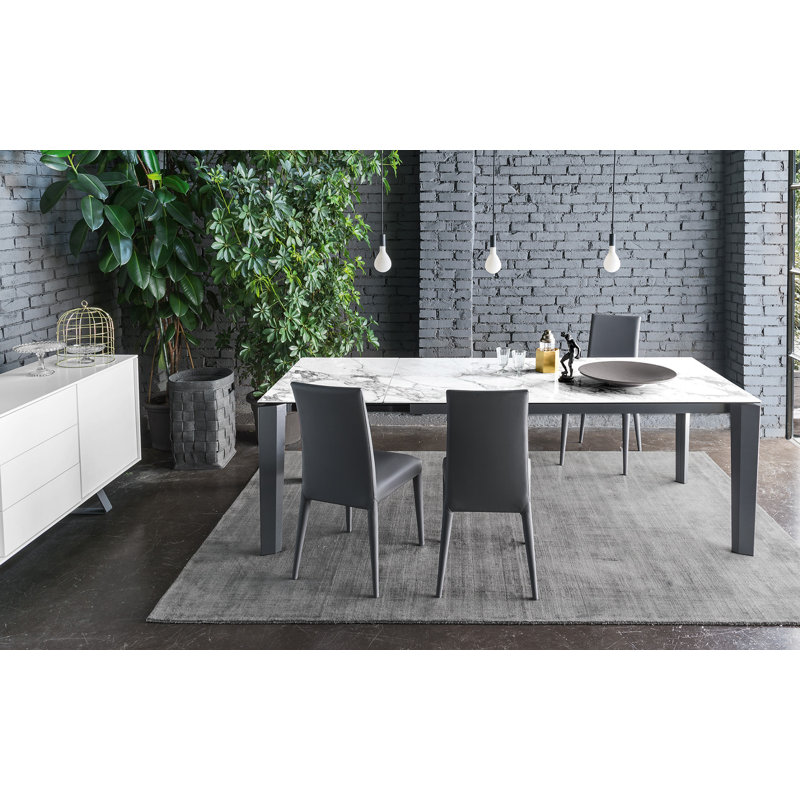 Delta Extendable Tables, White Marble, Matt Pearl Beige