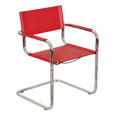 Mart Stam Cantilever Armchair Arm Chair w/ Chrome-Plated Steel Frame (Various Bonded Leather Colors)