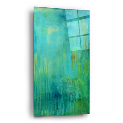 «Blue Mountain Rain II» par Erin Ashley, art mural en verre acrylique
