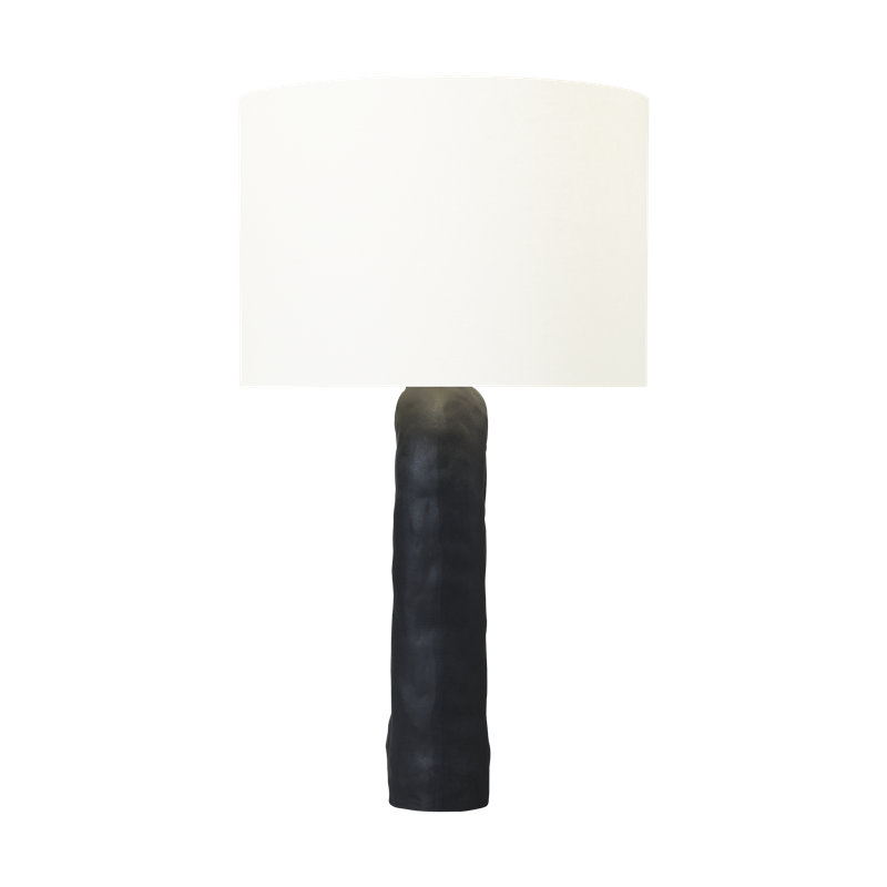 Hable Mcconnell 1-light table Lamp in Ceramic finish with White Linen fabric shade, Noir brut