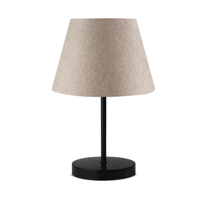 Lampe de table moderne avec design 100% métal, beige et noir, 14 po x 8,3 po | Capuchon en tissu, base en plastique, 36 pouces de hauteur | Câble de 150 cm, douille E27 (40 W maximum) | Décoration scandinave élégante et originale