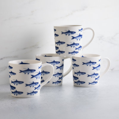 School of Fish Handmade Porcelain Coffee Mug