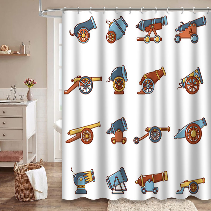 Rideau de douche rétro avec 12 crochets, L 72 po x l 78 po