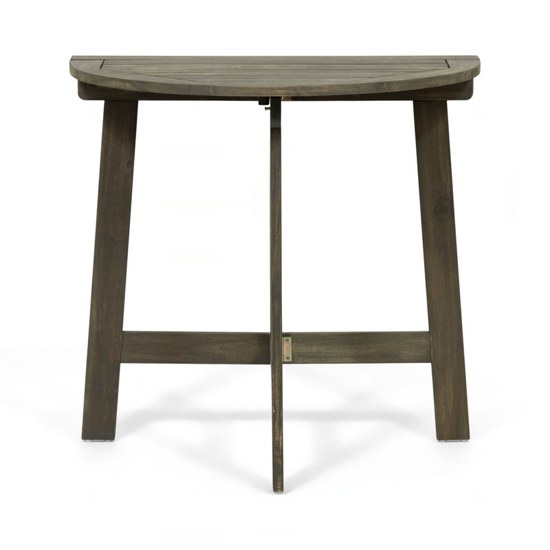 Outdoor Half-Round Folding Acacia Wood Bistro Table, Grey