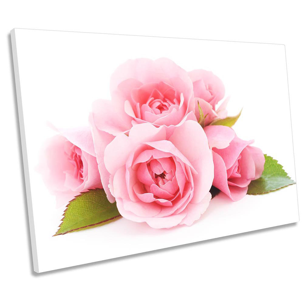 Ebern Designs Pink Flowers Rose Floral Picture CANVAS WALL ART Print ...