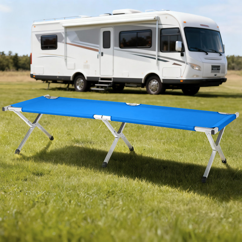 Army Blue Portable Folding Camping Cot with Carrying Bag,Heavy Duty Outdoor Sleeping Cot for Camping,Travel & Emergency Guest Bed