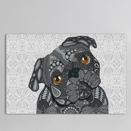 Carlin noir, impression sur toile tendue, H 18 po x l 26 po x P 1,5 po, Papier d'art encadré noir, Pas de tapis