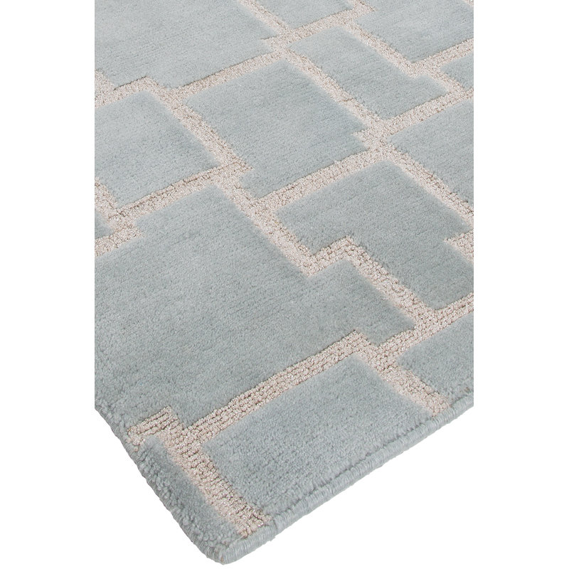 Tapis bleu en cristal noué à la main Ritz, Rectangle 6 pi x 9 pi