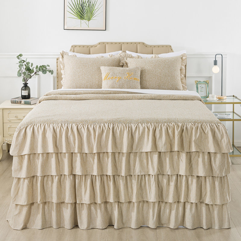 Coverlet, Queen Coverlet + 2 Queen Shams + 1 Throw Pillow, Camel