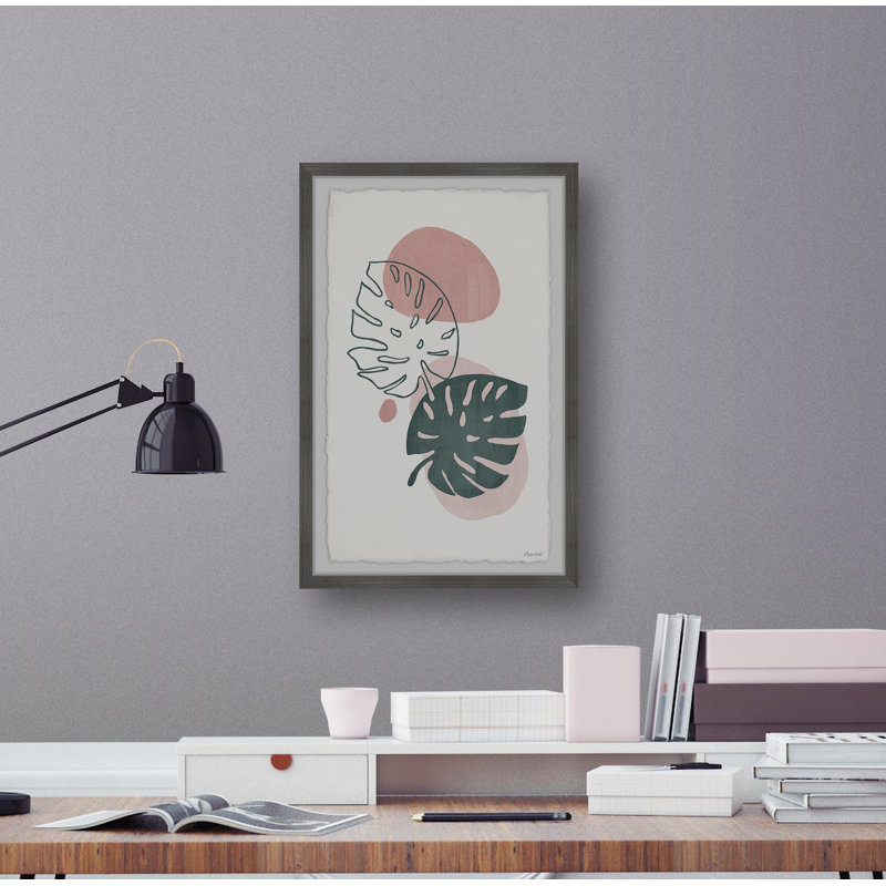 Feuille verte et blanche, reproduction d’art sur papier, H 36 po x l 24 po x P 1,5 po