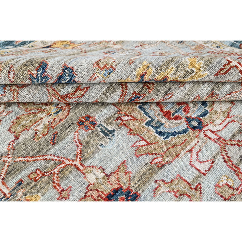 Tapis transitionnel Oushak en laine noué à la main 9 x 11 pi 9 po