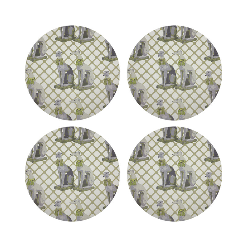 Regal Greyhound Vegan Leather Round Placemats, Gold