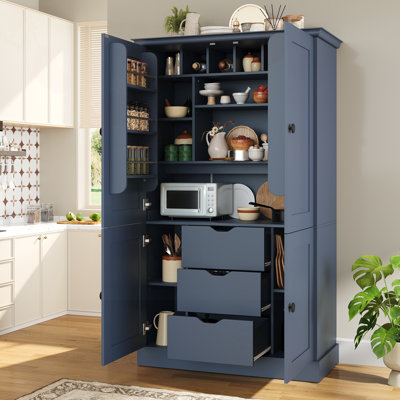 42.3" Kitchen Pantry with Workstation and Wine Racks