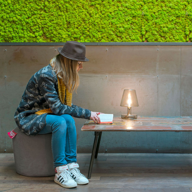 Point Stonewashed Pouf Ottoman, Silver Grey