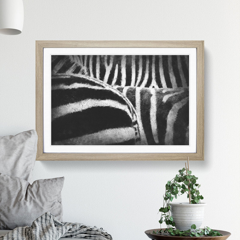 The Stripes of the Zebra - Picture Frame Painting Print, Oak Framed, 62cm H x 87cm W x 2cm D