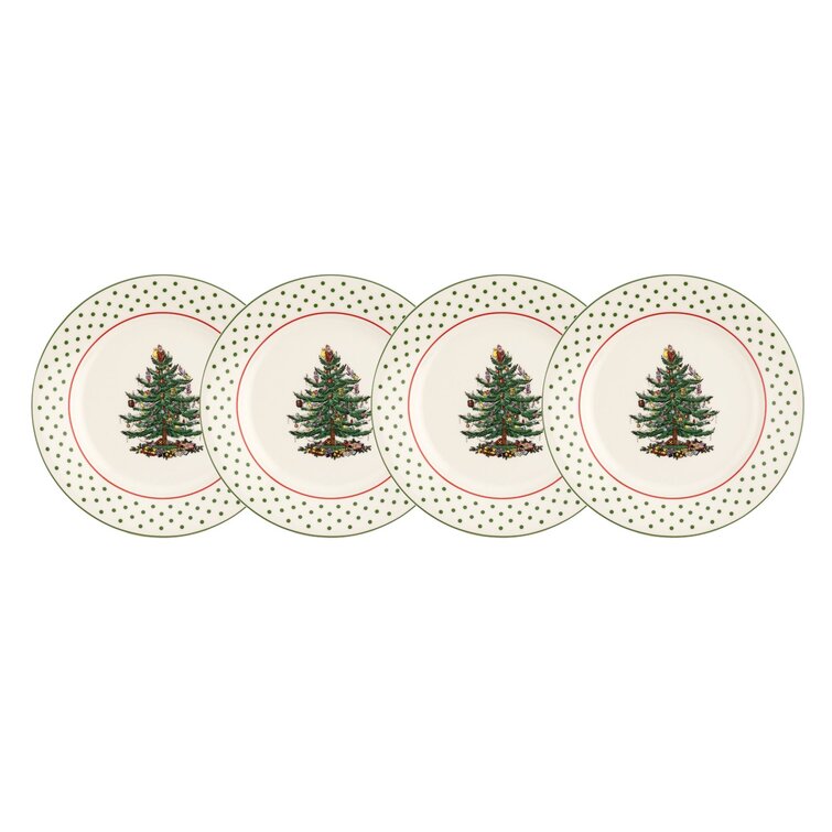Spode Christmas Tree Polka Dot Dessert Plates