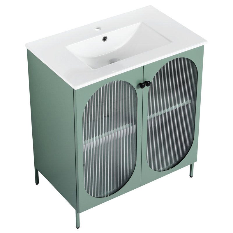 Meuble-lavabo de salle de bain avec lavabo en céramique