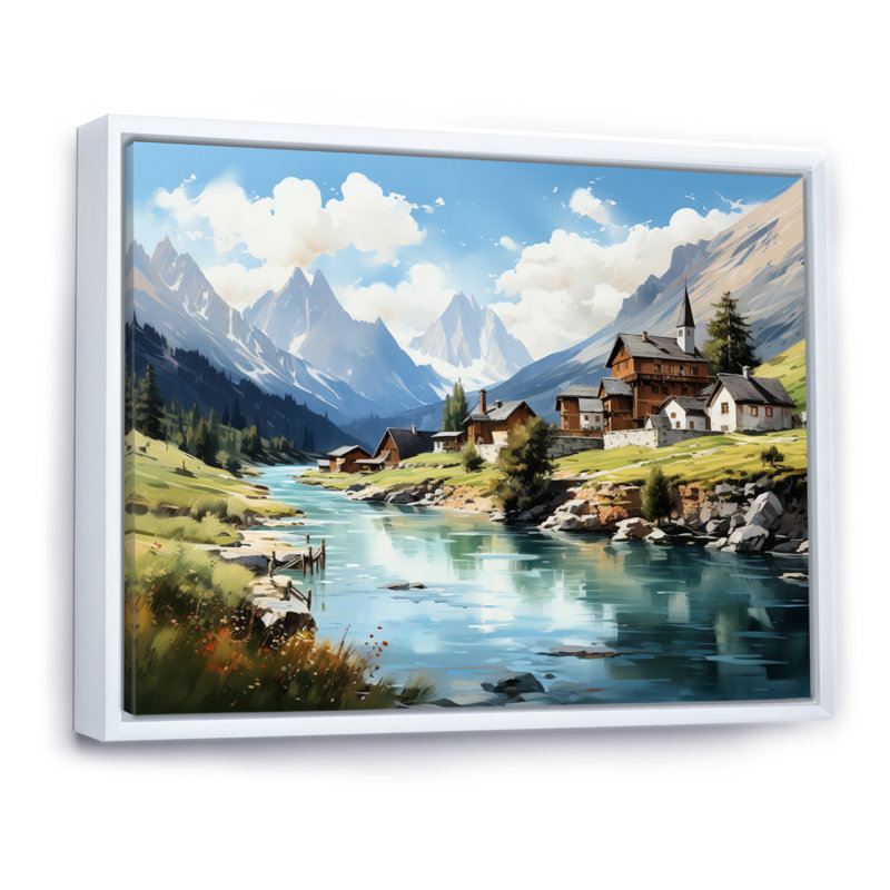 Italie, Alpes II sur impression sur toile, H 16 po x l 32 po, Cadre flottant blanc