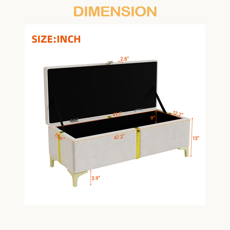 Ensemble de chambre à coucher 2 pièces, lit plateforme tapissier grand avec système de rangement hydraulique, repose-pieds avec pieds en métal