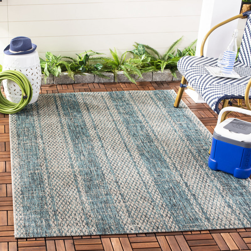 Herefordshire Performance Striped Indoor/Outdoor Area Rug, Rectangle 6'7" x 9'6"