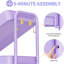 Chariot roulant à 3 niveaux - Organisateur de rangement utilitaire en métal avec roues verrouillables, 33 lb par tablette, assemblage sans outil de 5 minutes, pour cuisine, salle de bain, bureau, chambre de bébé, mauve