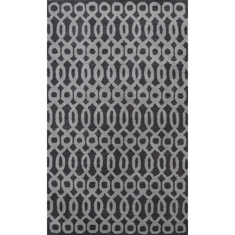 Tapis gris anthracite en laine touffeté à la main Alula