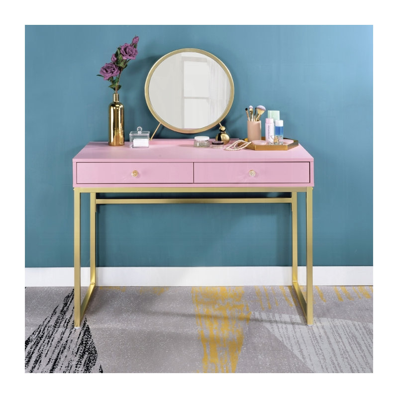 Blomquist Modern Vanity Desk With Sleek Contemporary Styling W/Mirror