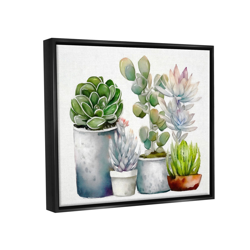 "Dakota Fields Mixed Botanicals Floral Succulents", reproduction d'art encadrée sur toile flottante par Ziwei Li