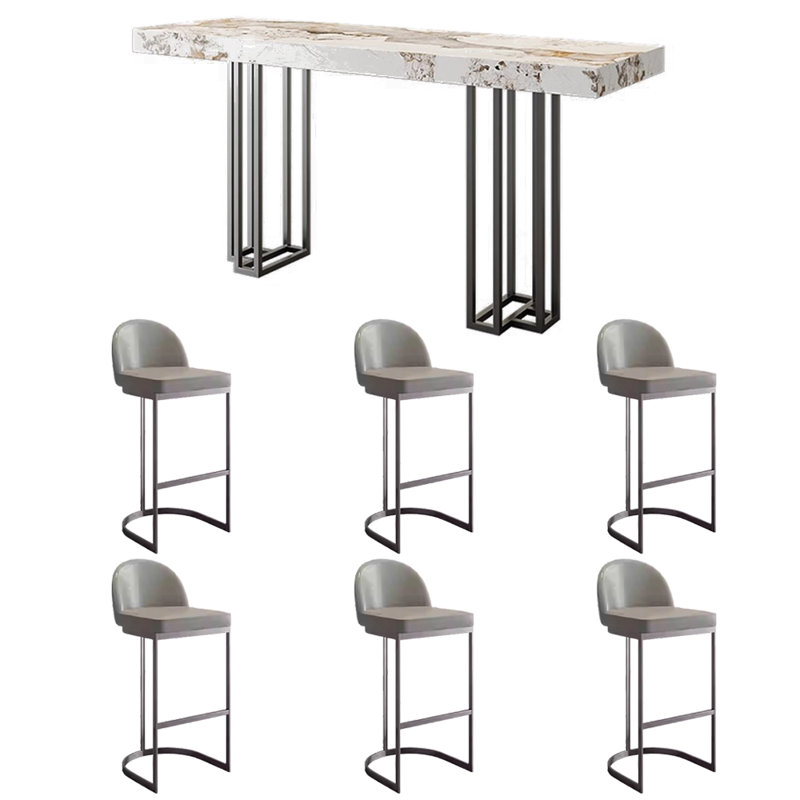 Table de bar et chaise de loisir Leisure One, Gris, H 39,3 po x L 62,9 po x l 17,7 po, Noir, noir, noir, noir