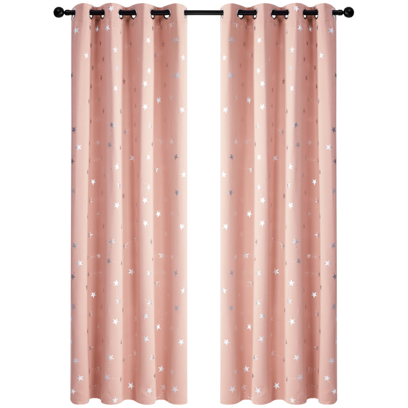 Raimah Blackout Curtain Pair, 46cm Width x 229cm Drop, Coral Pink