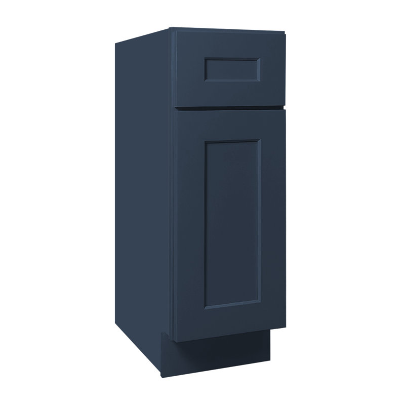 Armoire inférieure en bois massif bleu Shaker, 9"