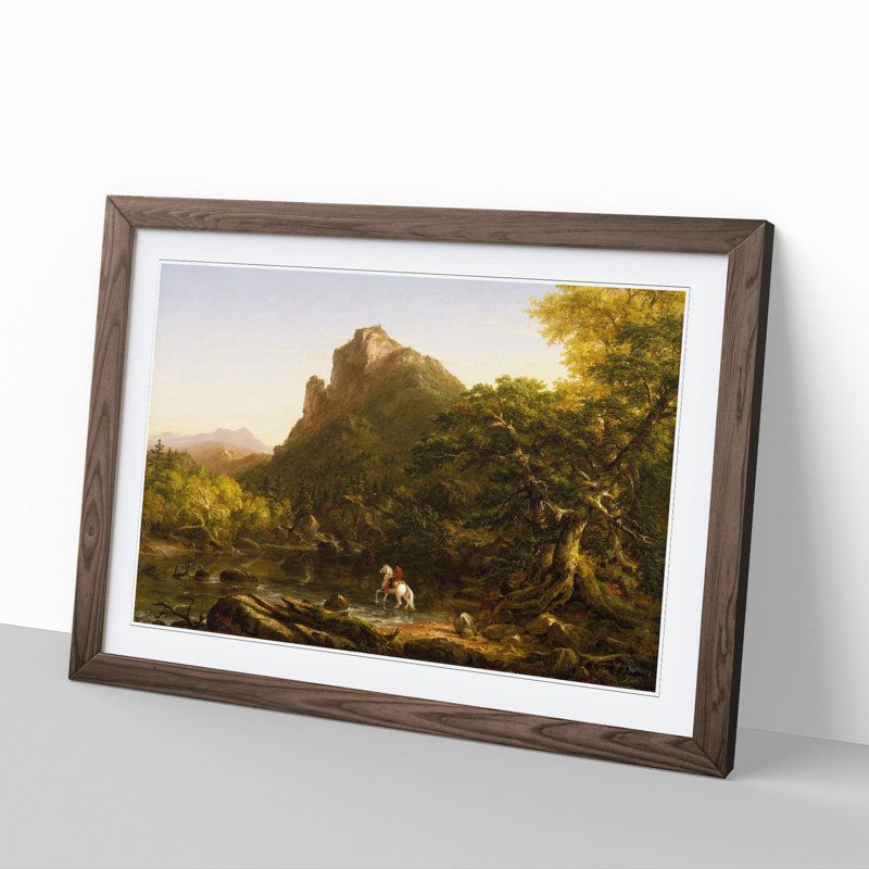 The Mountain Ford by Thomas Cole - Picture Frame Painting, 48cm H x 65cm W x 2cm D, Walnut Framed