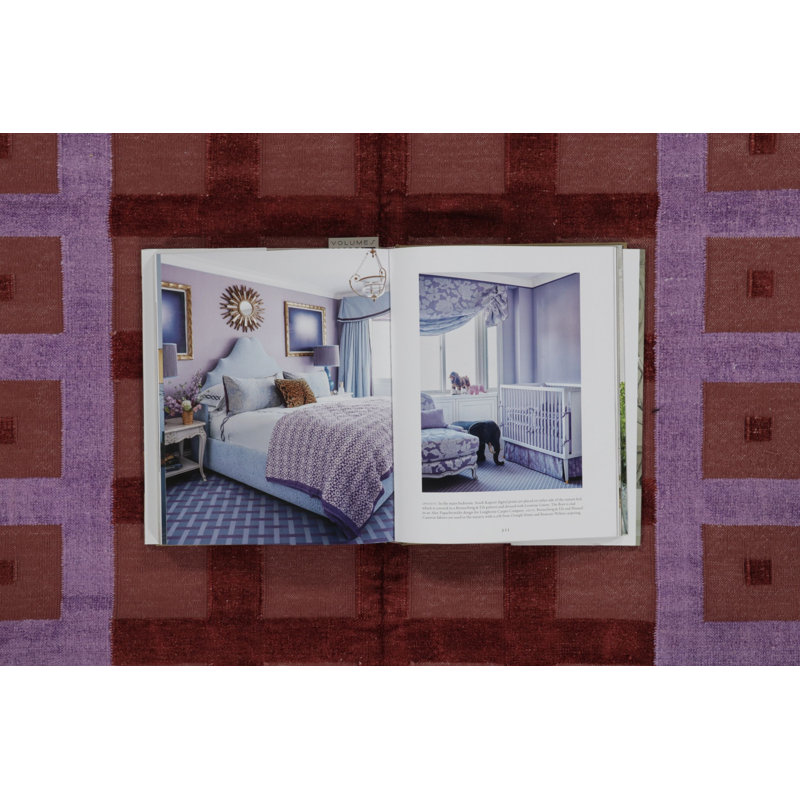 Kilim & Flat Weave Cotton Geometric Area Rug in Red, Purple