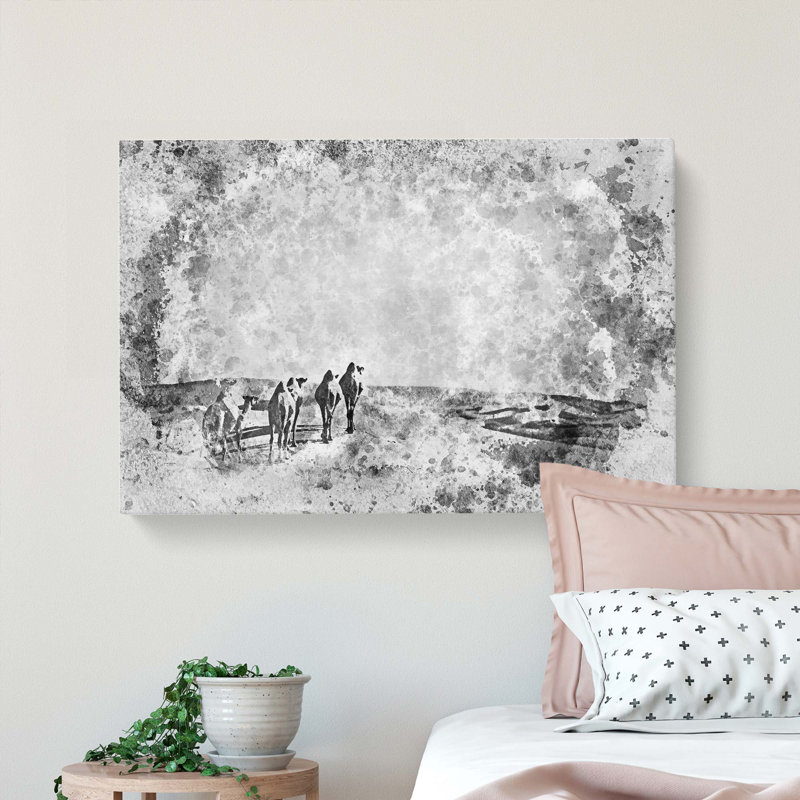 Camels On The Move In Abstract - Wrapped Canvas, 35cm H x 50cm W x 3cm D