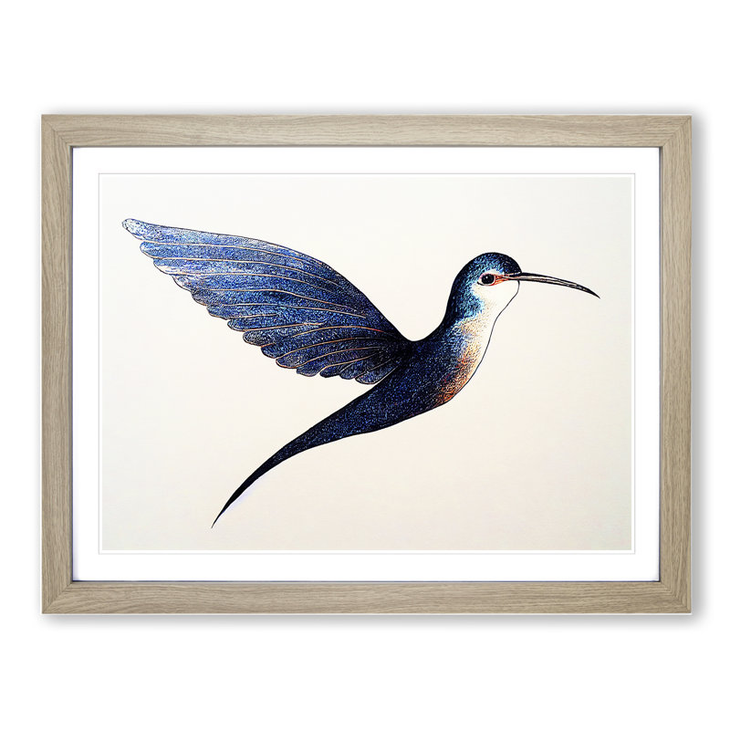 Swallow Bird - Single Picture Frame Print, 46cm H x 64cm W x 2cm D, Oak Framed