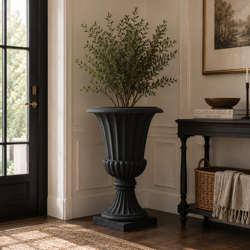 Jardinière de style urne Bayliff, Noir, H 30 po x l 21,25 po x P 21,25 po