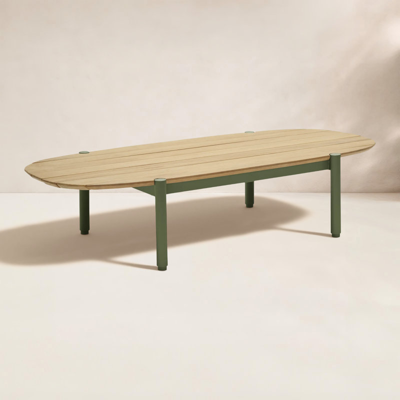 Terra Outdoor Oval Teak Coffee Table, Olive