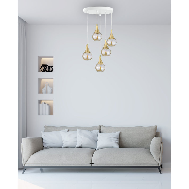Creekmore 5 - Light Cluster Pendant, White/Gold, Gold