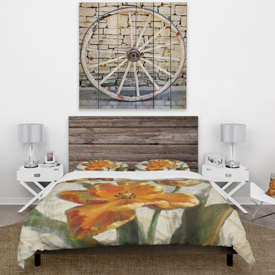 Parrot Tulips I on Ivory - Cabin & Lodge Duvet Cover Set - Microfiber Polyester