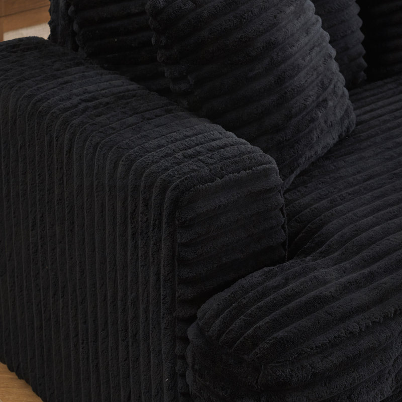 88.58" Corduroy 3-Seater Sofa, Spacious And Comfortable. Paiwith 4 Pillows In The Same Color, It Adds An Touch To A Living Room