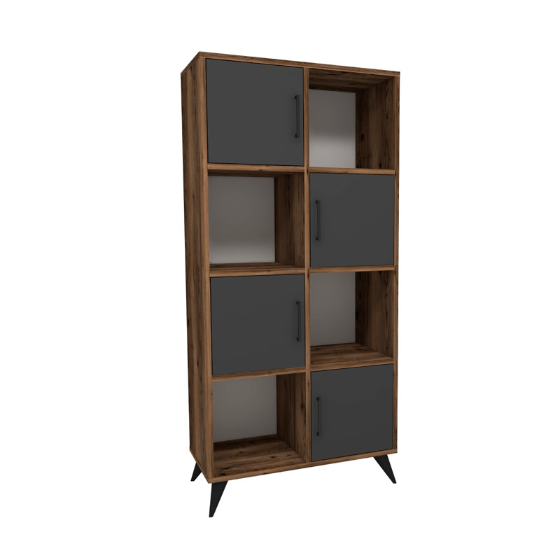 Godmond 154cm H x 72cm W Standard Bookcase, Gray/Brown