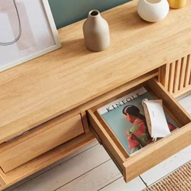 Un meuble télé au design en bois, H 16,14 po x L 59,05 po x l 15,74 po