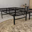 Base de lit très grand en acier noir, hauteur de 14 pouces avec espace de rangement, pas de sommier nécessaire, plateforme de lit à assemblage rapide et facile, hauteur, supporte 2 000 lb, installation d'outils-1931801360