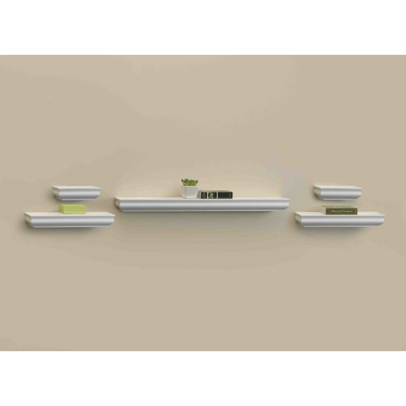 Clarendon White Floating Wall Shelves, 5-Piece Set for Versatile Display